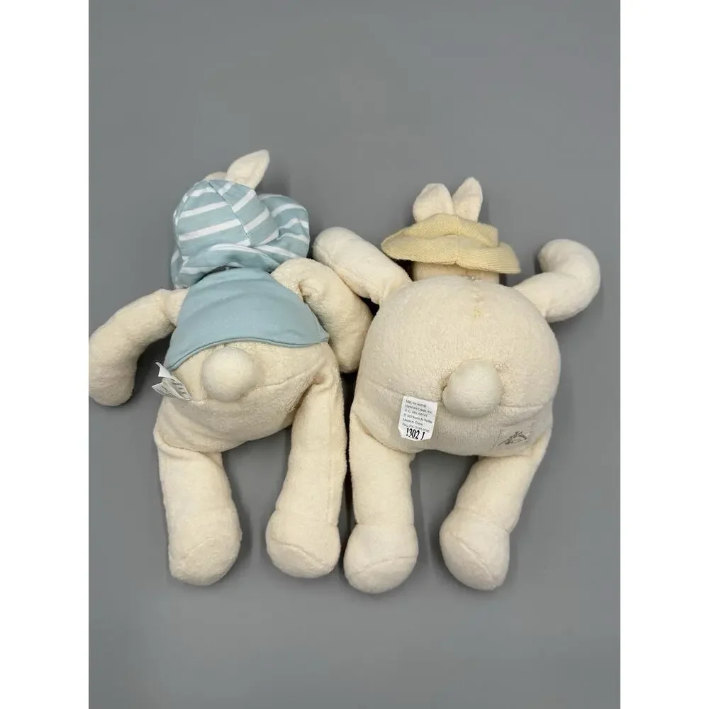 Vintage HALLMARK Bunnies by the Bay Stuffed Rabbits Baylee & Buttercup Set 10”